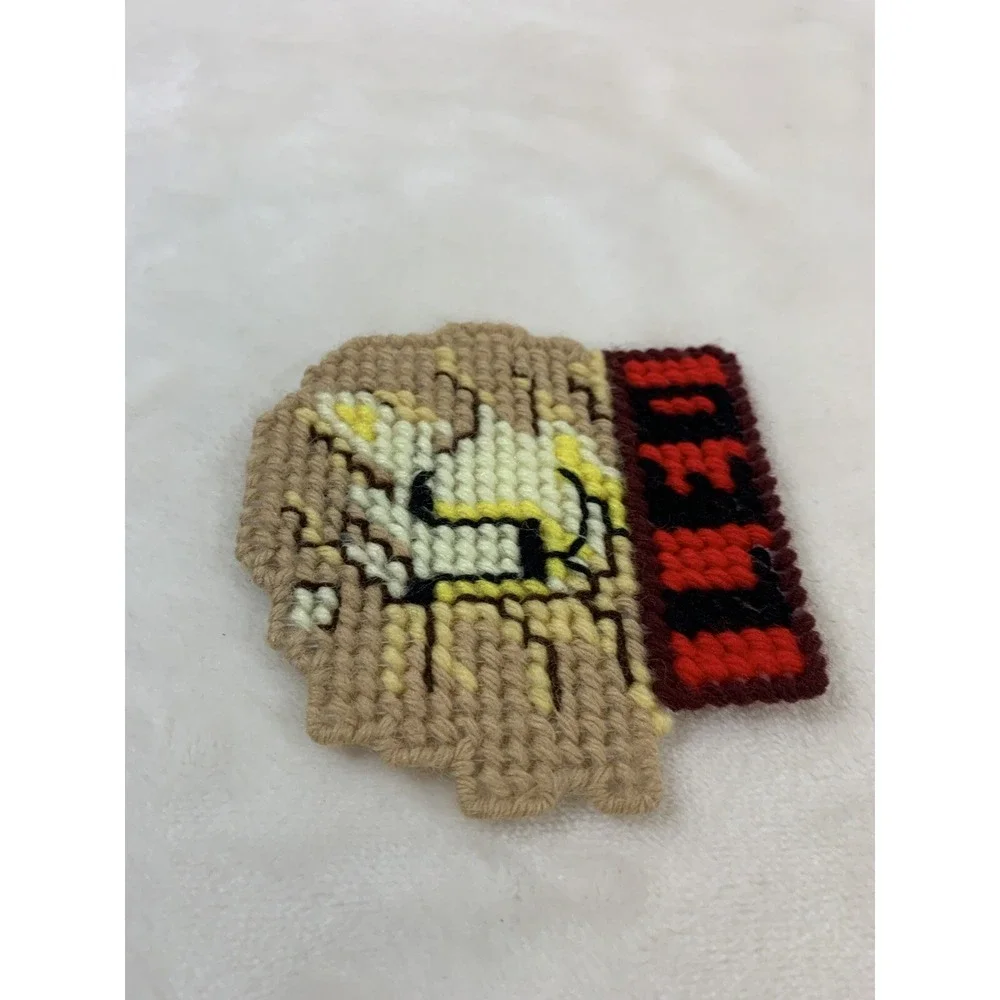 Vintage Leo Horoscope‎ Sign Lion Handmade Needlepoint Plastic Canvas Magnet OOAK